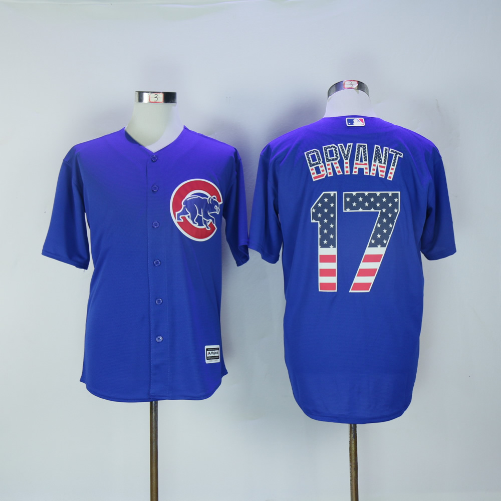 Men Chicago Cubs 17 Bryant Blue National flag MLB Jerseys